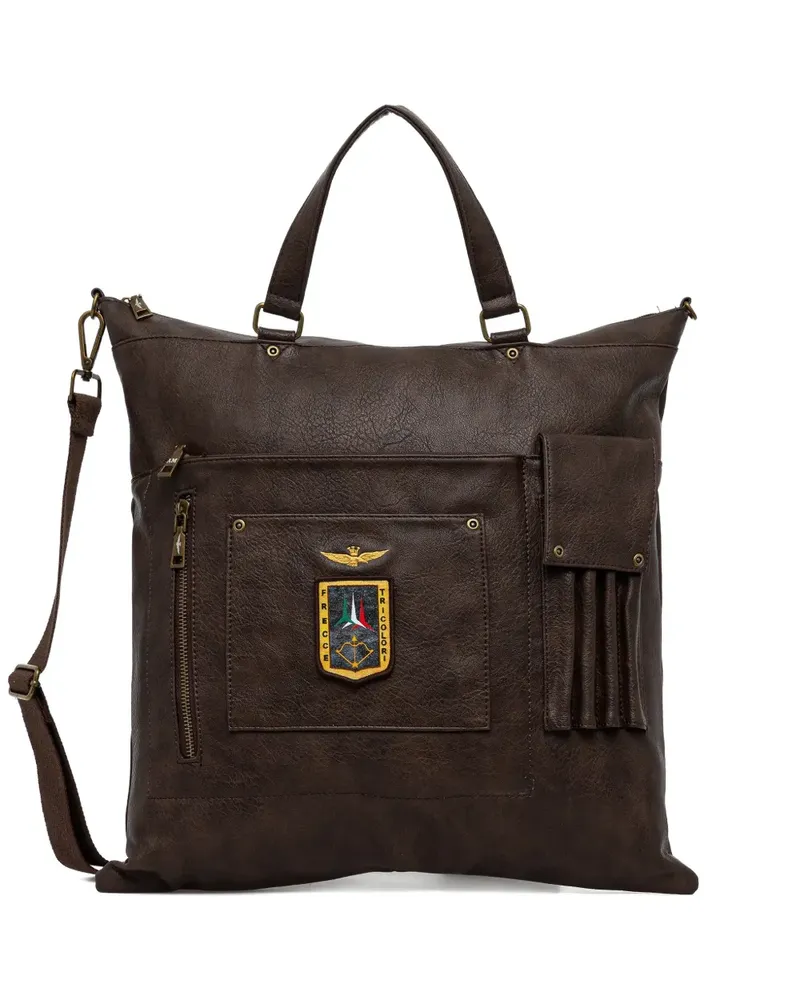 Aeronautica Militare appliqué-detals laptop bag - Braun Braun