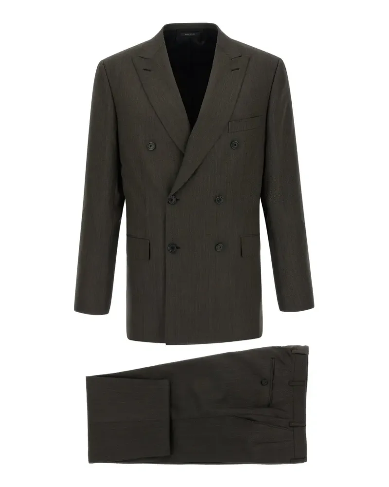 Brioni Lipari Anzug mit Fischgrätenmuster - Braun Braun