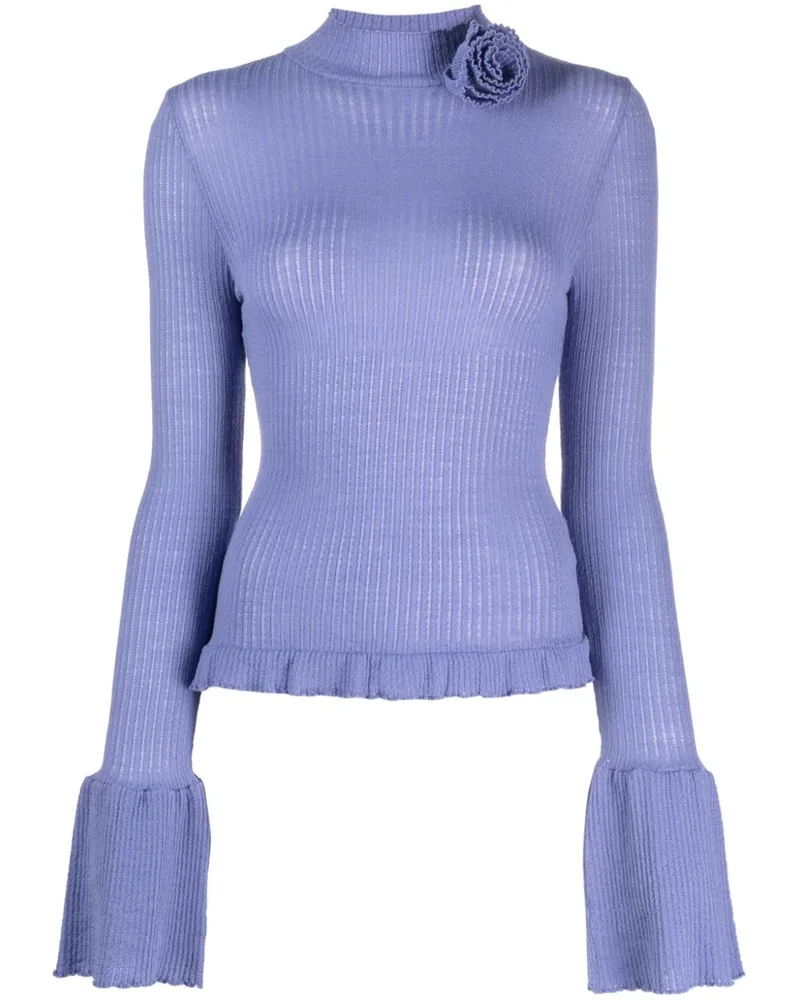 Blumarine Strickoberteil mit Rüschendetail - Violett Violett