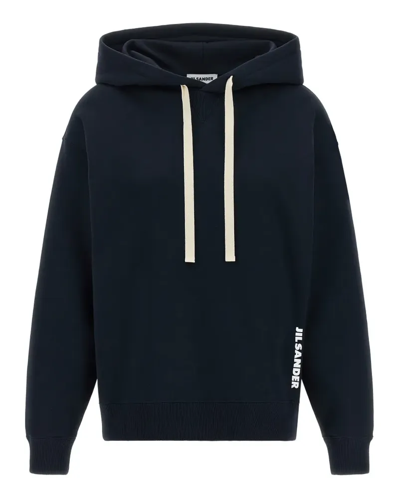 Jil Sander logo-print dropped-shoulder hoodie - Blau Blau