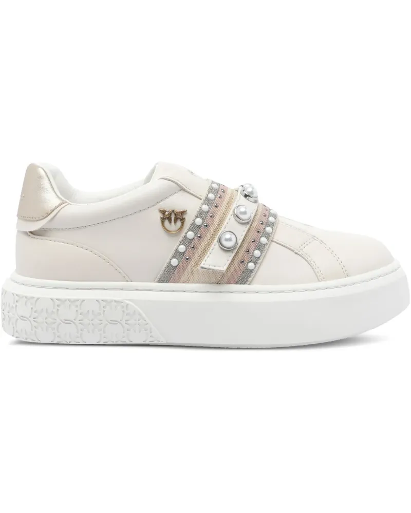 Pinko Plateau-Sneakers mit Perlen - Weiß Weiß