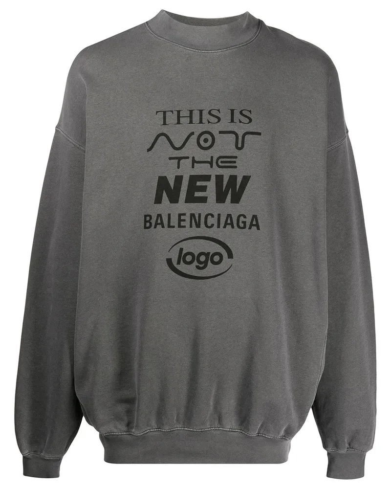 Balenciaga Sweatshirt mit Logo-Print Grau