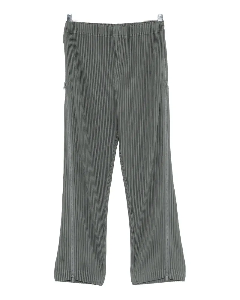 Issey Miyake plissé zip-detail trousers - Blau Blau