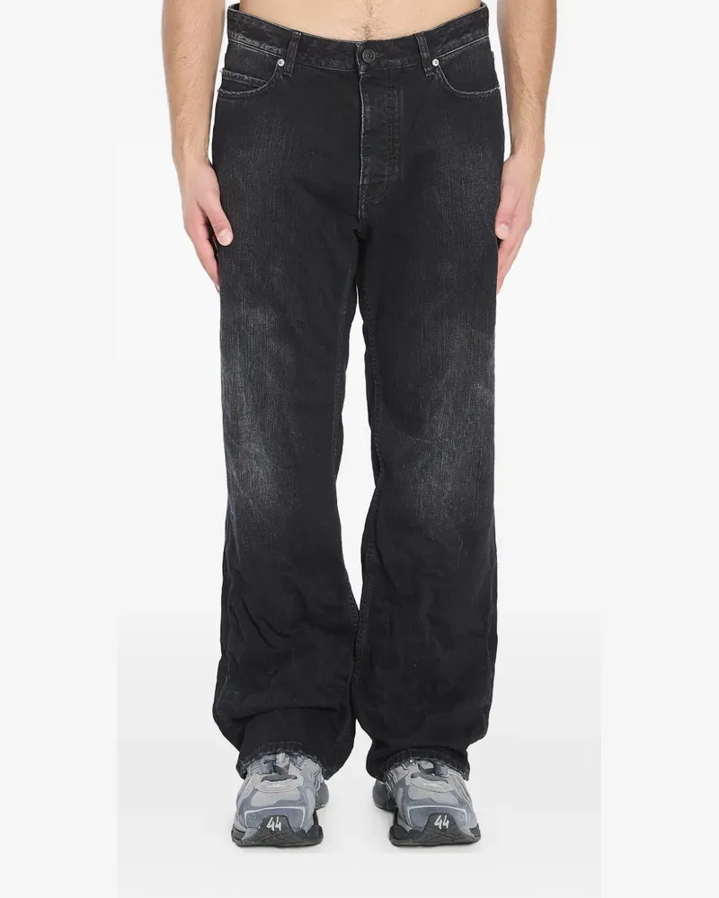 Balenciaga logo-patch distressed jeans - Schwarz Schwarz