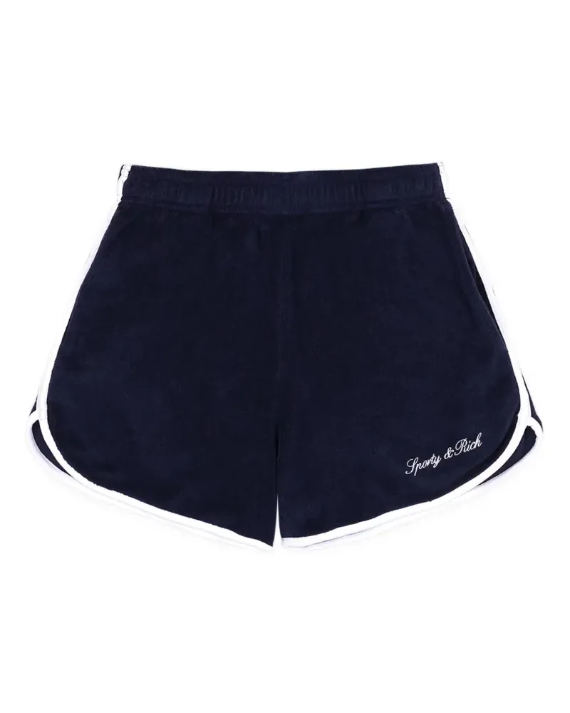 SPORTY & RICH Signature Shorts mit Logo-Stickerei - Blau Blau