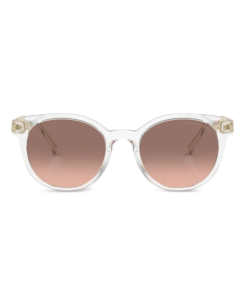 Michael Kors Runde Sonnenbrille mit Logo-Schild - Weiß Weiß