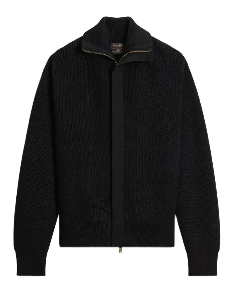 Woolrich Gerippter Cardigan mit Reißverschluss - Schwarz Schwarz