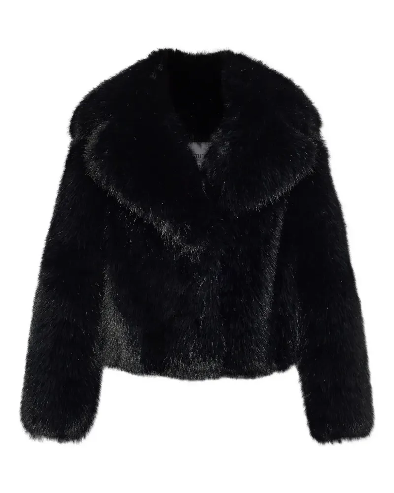 STAND Samara Jacke mit Kragen aus Faux Fur - Schwarz Schwarz