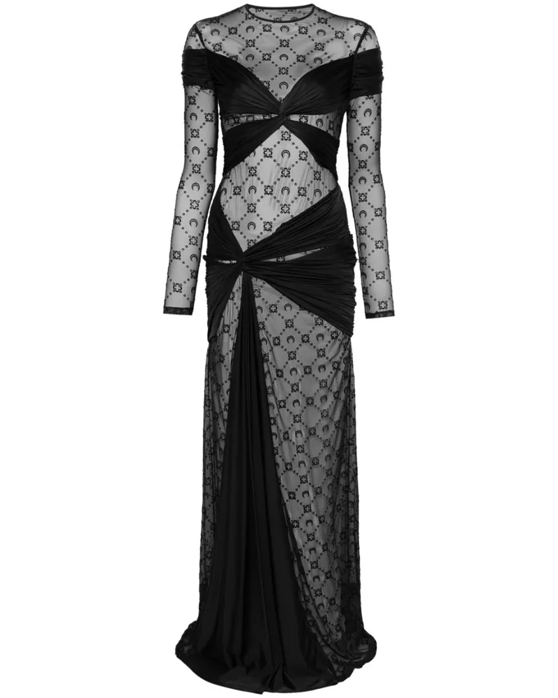 Marine Serre Drapiertes Jersey-Kleid - Schwarz Schwarz