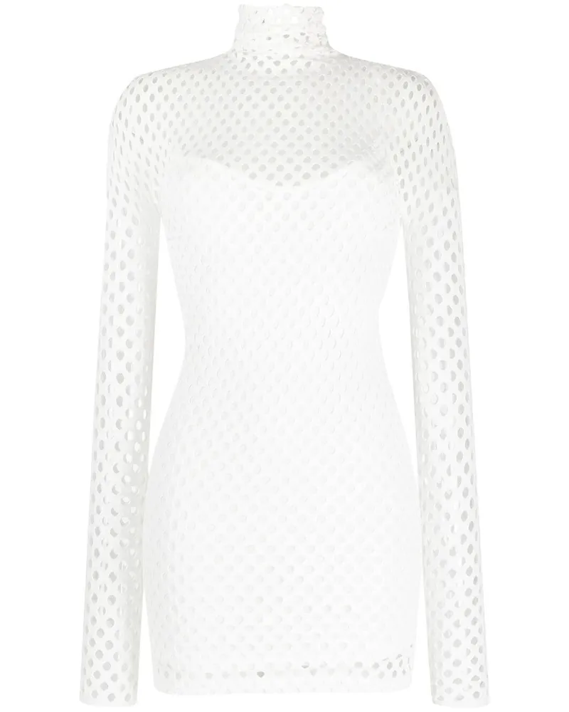 Philipp Plein Minikleid mit Mesh-Overlay - Weiß Weiß
