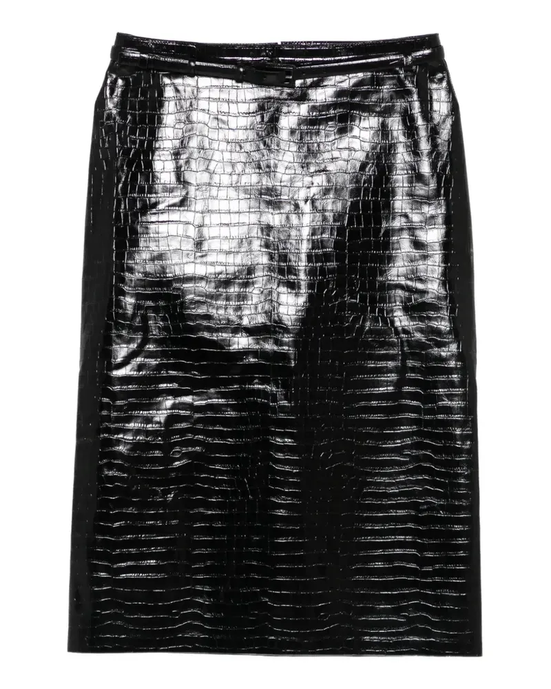 Tom Ford crocodile-effect belted midi skirt - Schwarz Schwarz