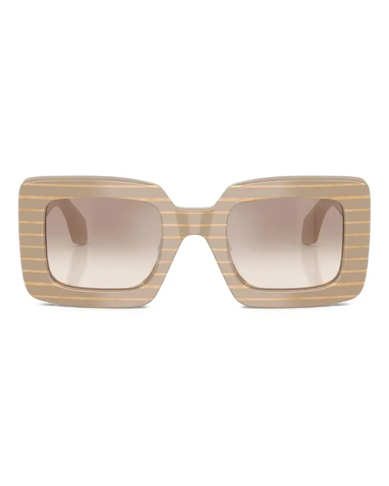 Giorgio Armani Gestreifte Sonnenbrille mit Oversized-Gestell - Nude Nude