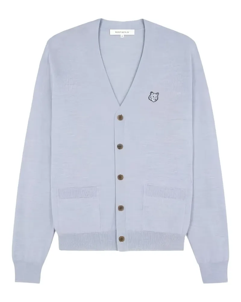 Kitsuné Fox Head embroidered cardigan - Blau Blau