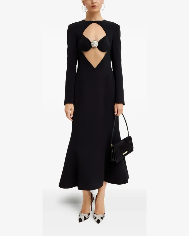 David Koma Kleid mit Kristallen - Schwarz Schwarz