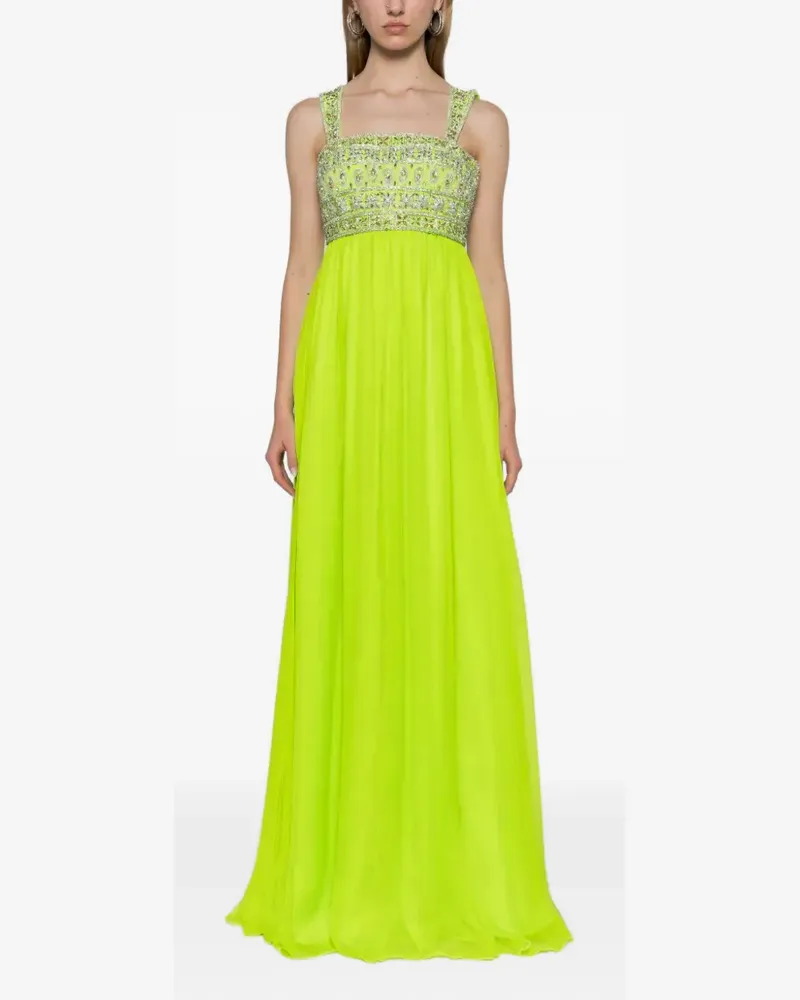 Dina Melwani crystal-embellished empire-waist maxi dress - Gelb Gelb