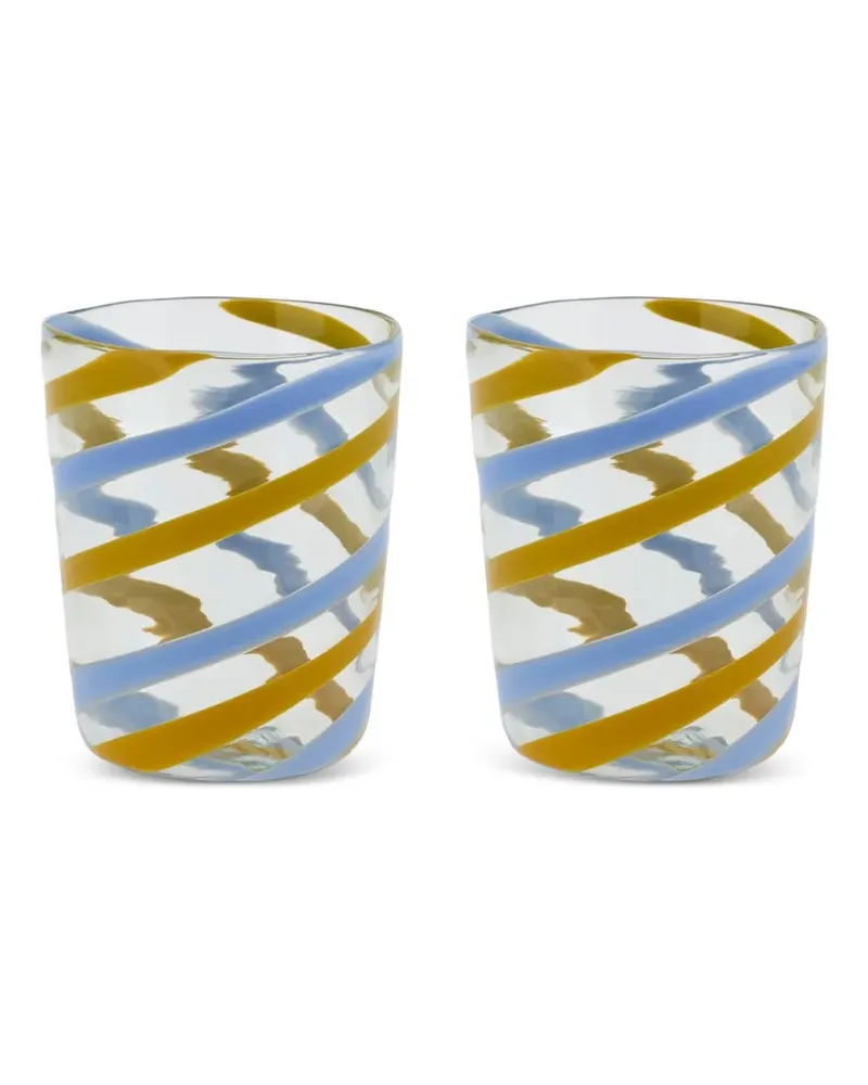 Lisa Corti x Canna Spiral dekorative Gläser (2er-Set) - Blau Blau