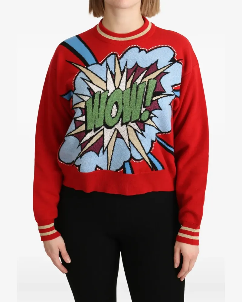 Dolce & Gabbana Strassverzierter Pullover mit Cartoon-Print - Rot Rot