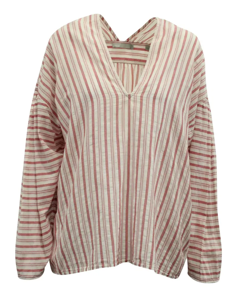 Vince striped V-neck drop-shoulder blouse - Weiß Weiß