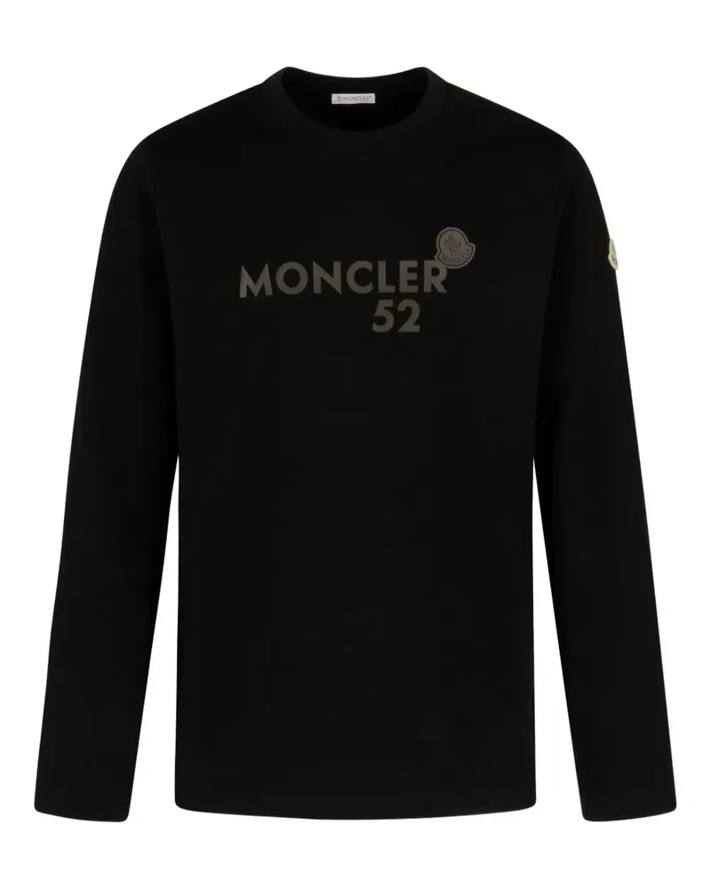 Moncler Langarmshirt mit Logo-Schild - Schwarz Schwarz