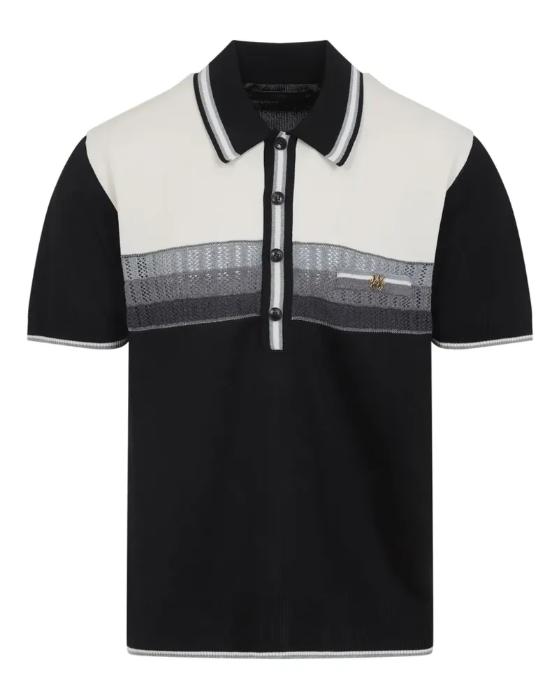 Amiri Gestreiftes Poloshirt mit Tasche - Schwarz Schwarz