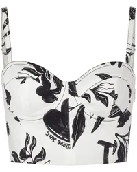 Moschino Bustier mit grafischem Print Weiß