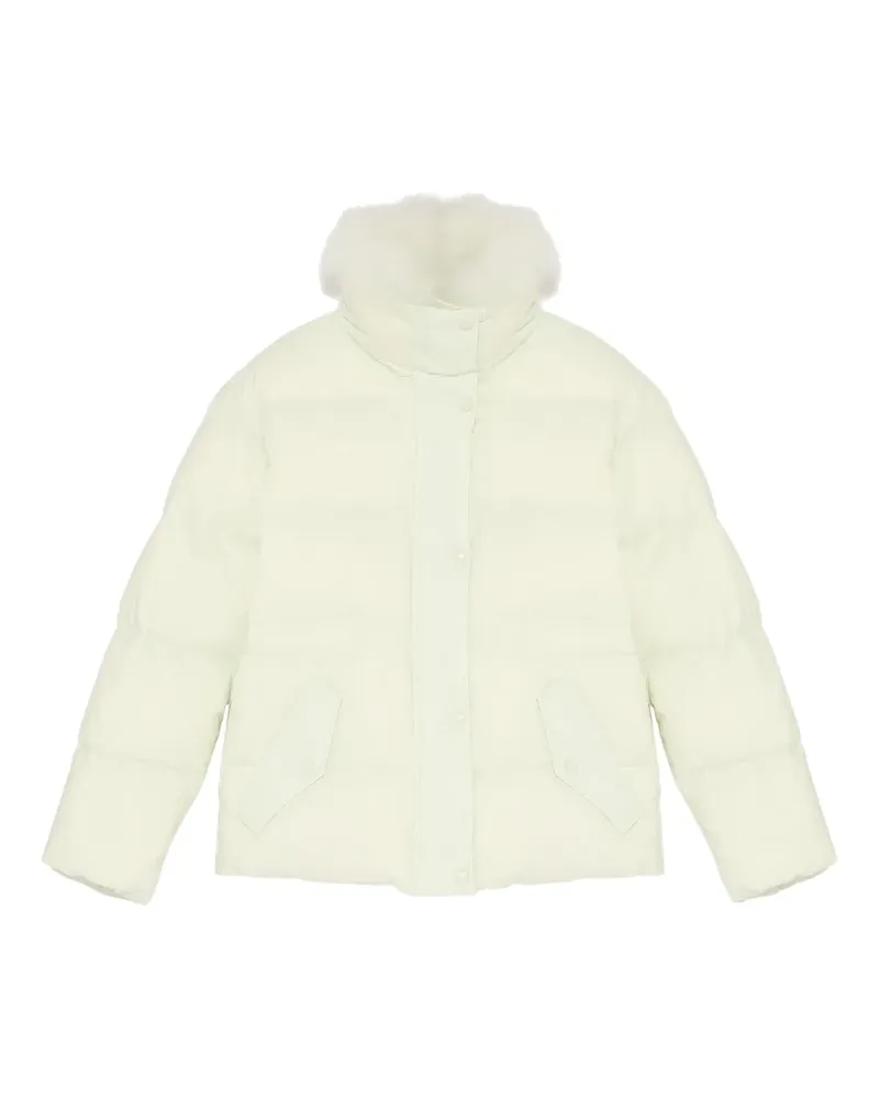 Yves Salomon Steppjacke mit Lederbesatz - Grün Grün