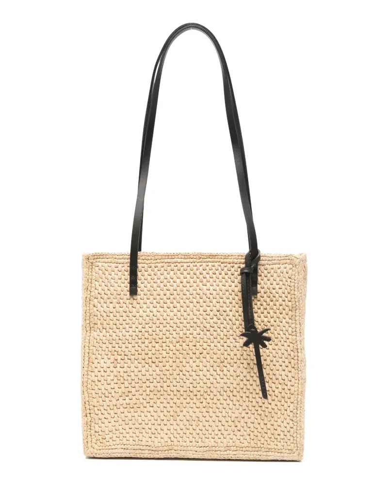 Manebí Inez raffia charm-detail shoulder bag - Nude Nude