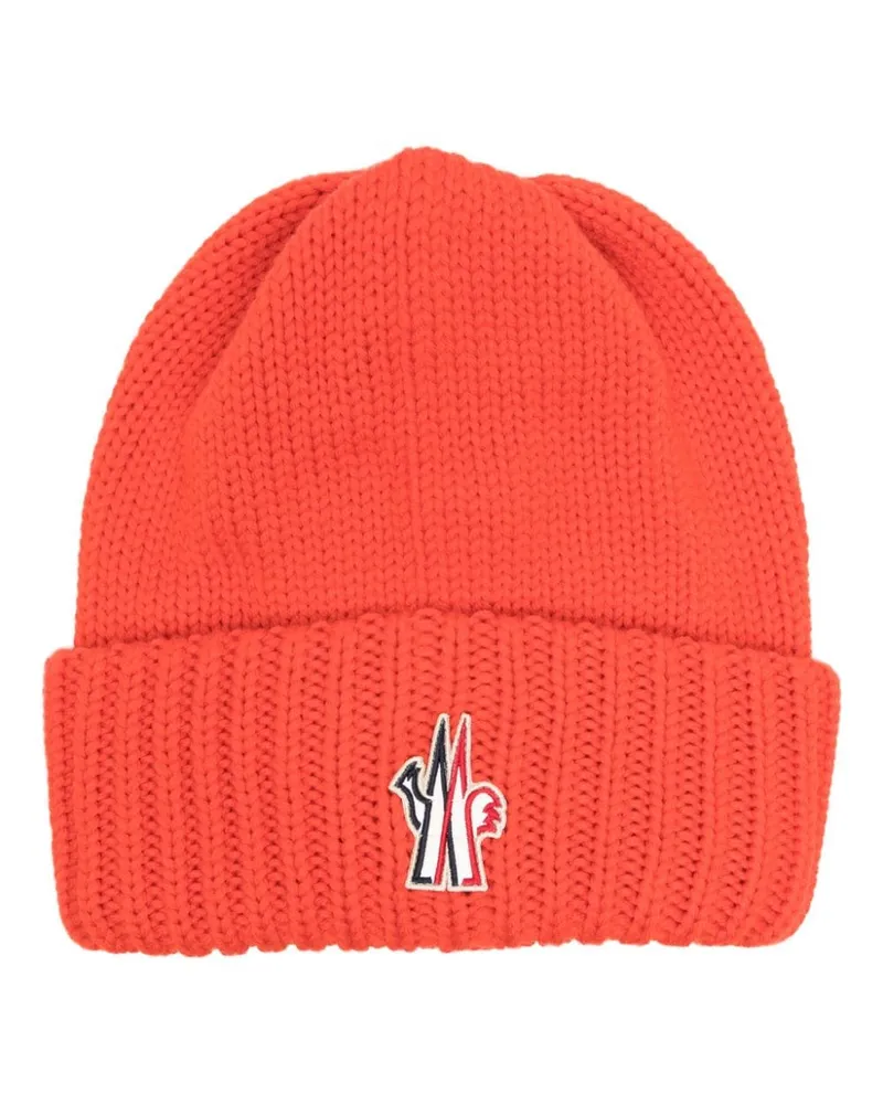 Moncler Beanie mit Logo-Stickerei Orange