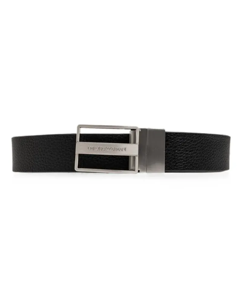Emporio Armani Reversible leather belt with a rectangular plaque buckle - Blau Blau