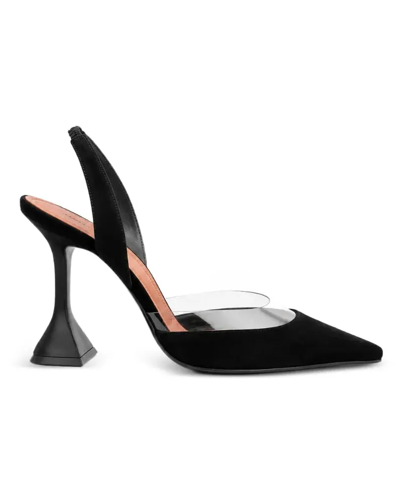 Amina Muaddi Lara suede slingback pumps - Schwarz Schwarz
