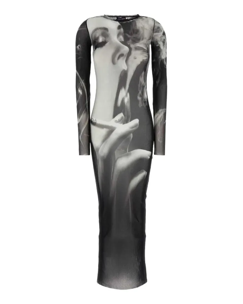 Jean Paul Gaultier printed mesh dress - Schwarz Schwarz