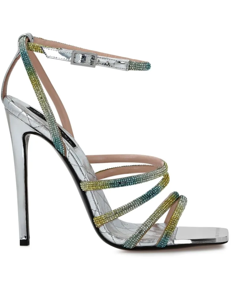 Philipp Plein Mirror Sandalen mit Kristallen 120mm - Silber Silber