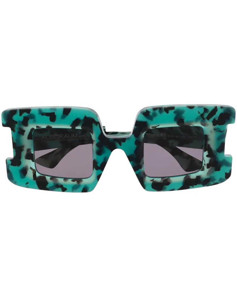 KUBORAUM Sonnenbrille mit eckigem Gestell - Blau Blau
