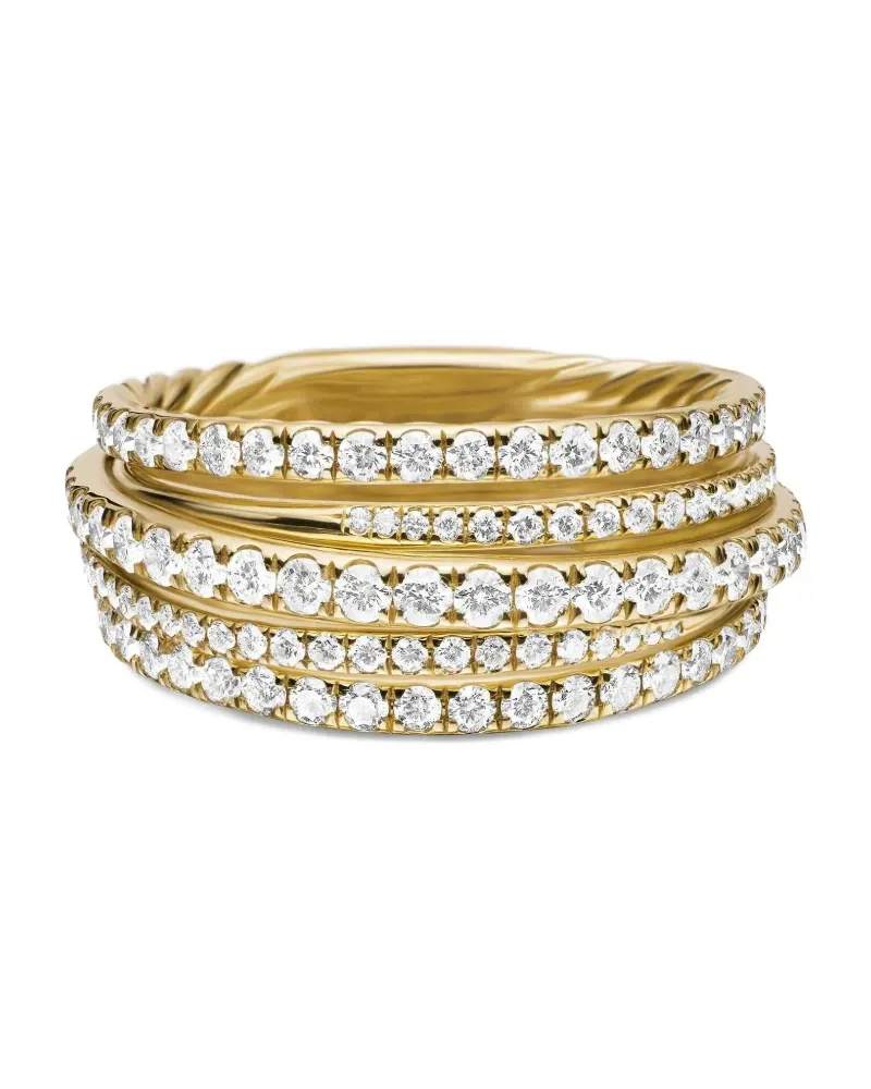 David Yurman 18kt Pavé Crossover Gelbgoldring mit Diamanten (11mm Gold