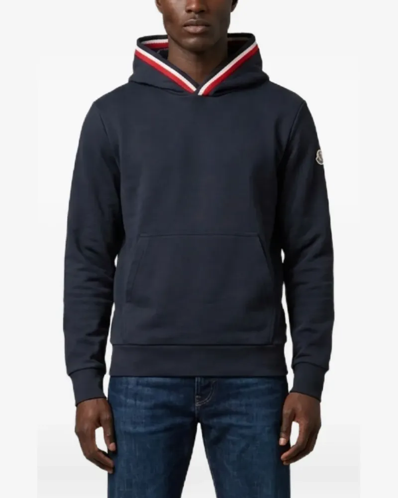Moncler Hoodie mit dreifarbigem Detail - Blau Blau