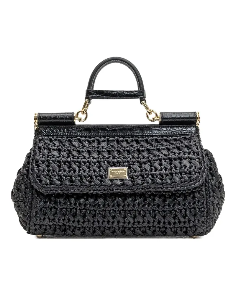 Dolce & Gabbana Handtasche mit Logo-Schild - Schwarz Schwarz