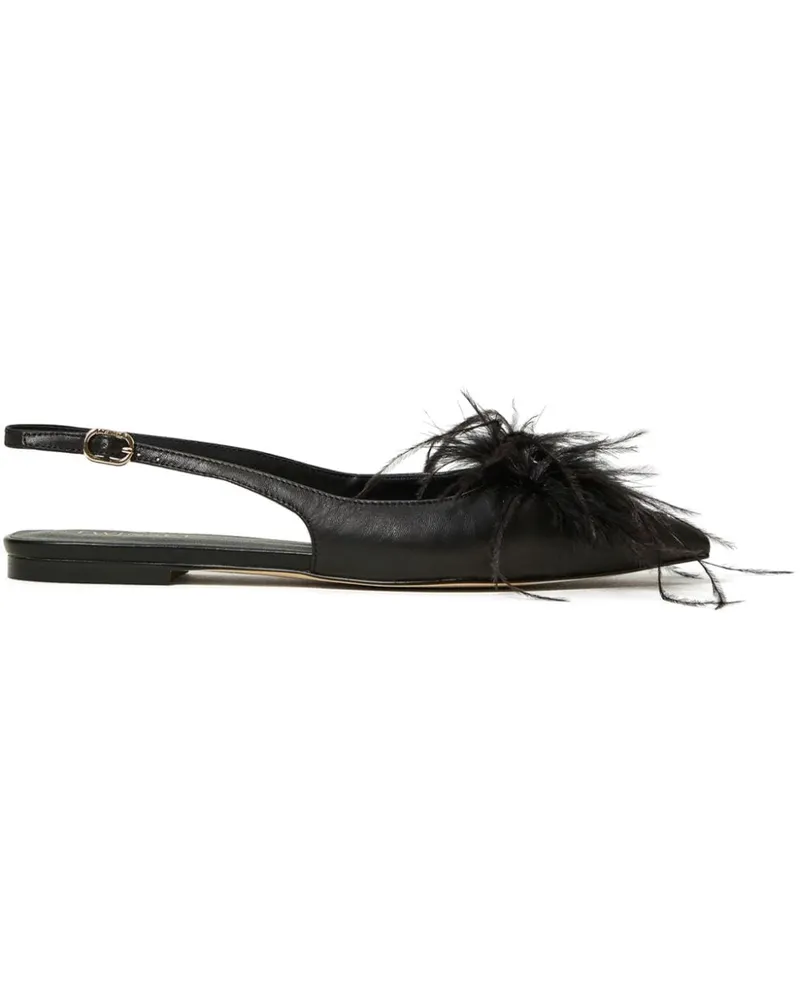 Twin-Set Slingback-Ballerinas mit Federn - Schwarz Schwarz