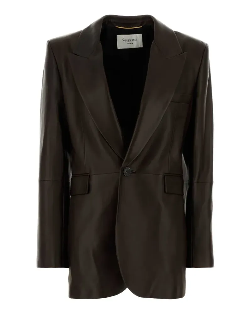 Saint Laurent leather single-breasted blazer - Braun Braun