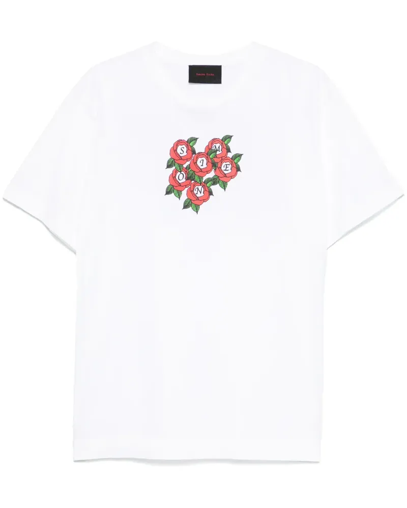 Simone Rocha T-Shirt mit Rosen-Print - Weiß Weiß