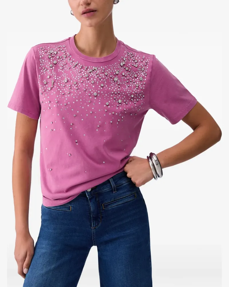 Liu Jo embellished round-neck T-shirt - Rosa Rosa