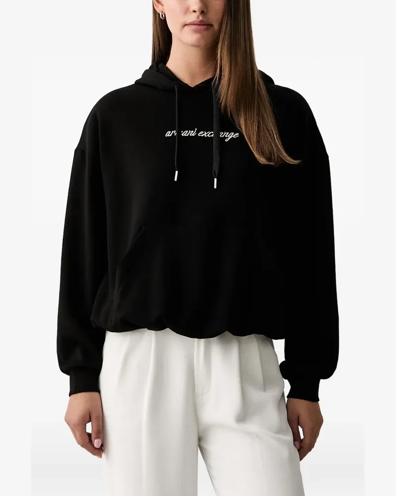 Armani Exchange logo-embroidered hoodie - Schwarz Schwarz