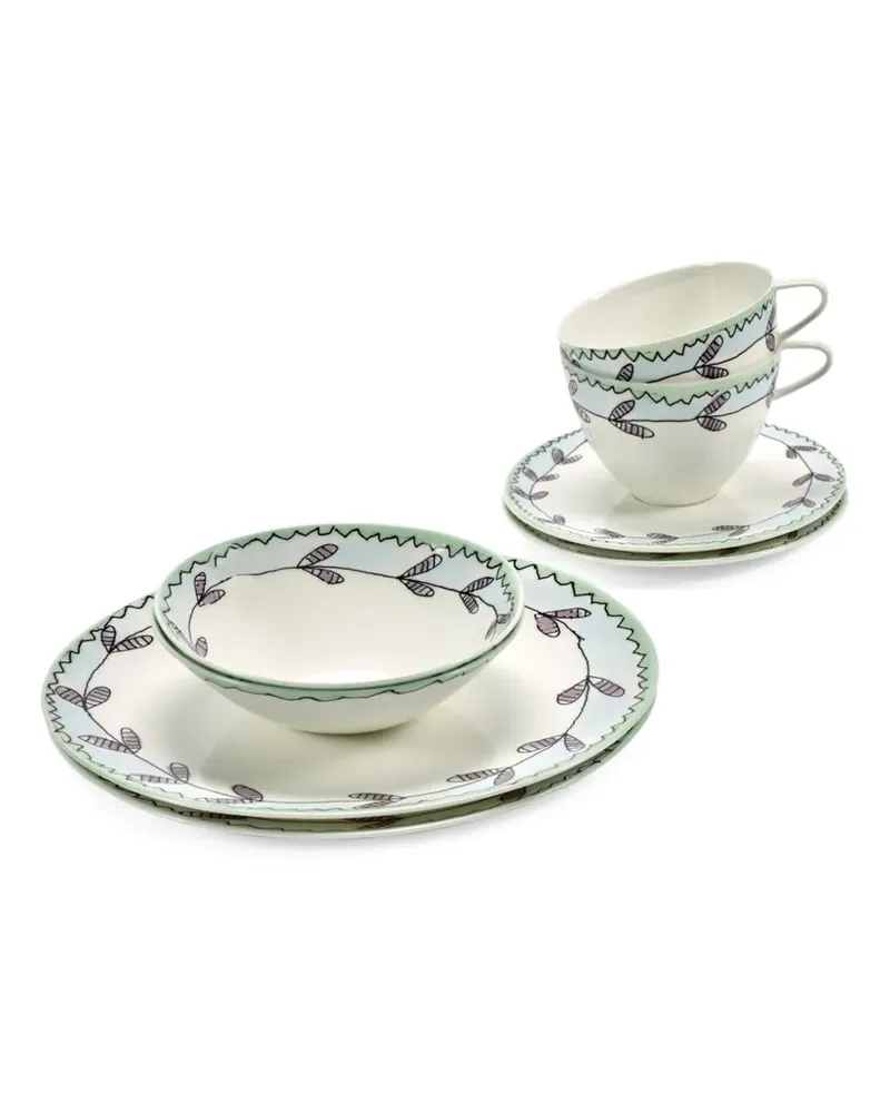 Serax leaf-print tableware set (6 pieces) - Nude Nude