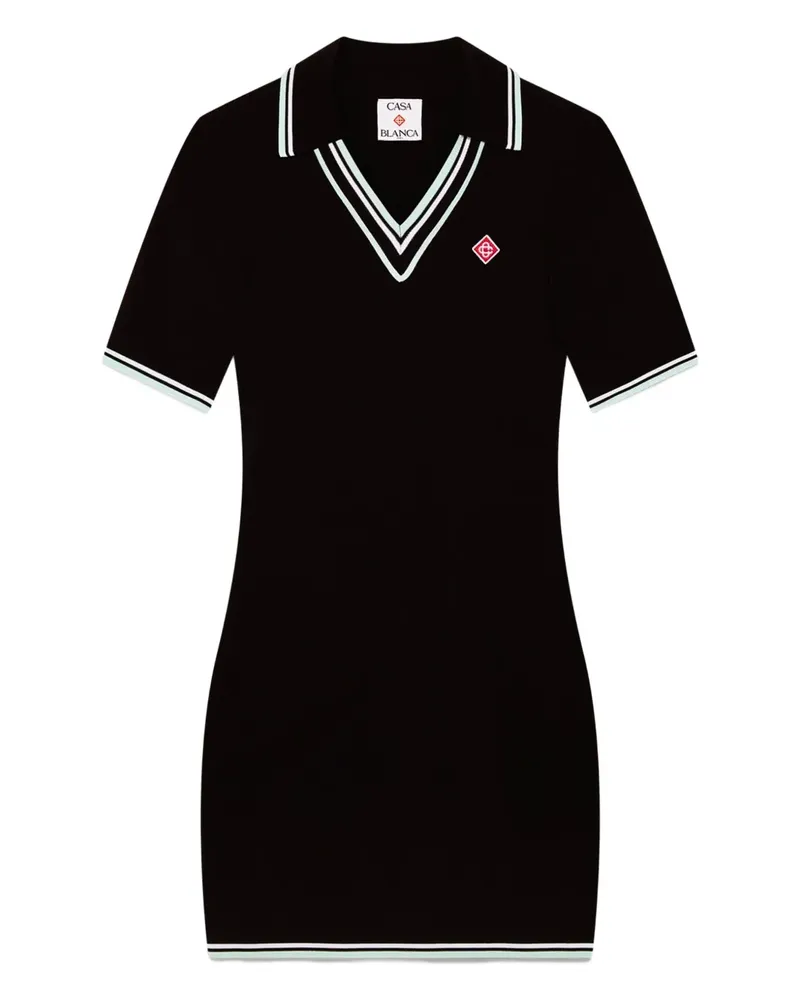 Casablanca Paris Geripptes Kleid mit Polokragen - Schwarz Schwarz
