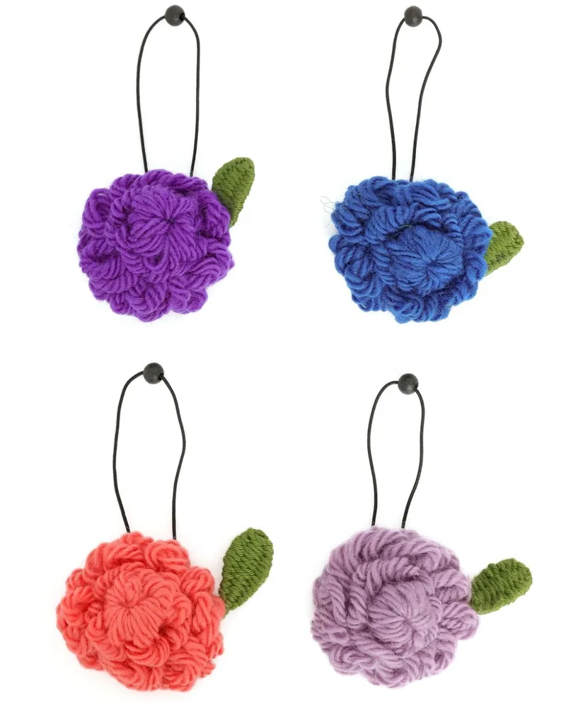 Amir Slama Haargummis mit Blumenapplikation (4er-Set) - Violett Violett