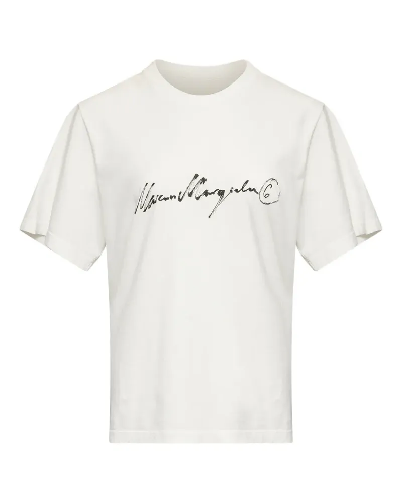 Maison Margiela overdyed handwritten-print T-shirt - Weiß Weiß