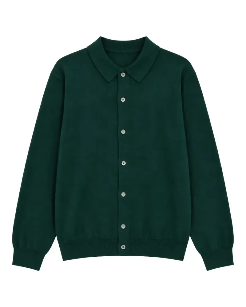 ASPESI Cardigan mit Polokragen und Knopfleiste - Grün Grün