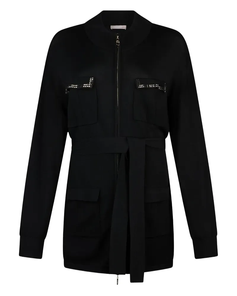 Liu Jo appliqué-pocket belted cardigan - Schwarz Schwarz