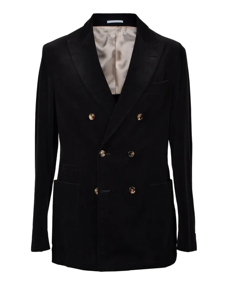 Brunello Cucinelli corduroy-texture double-breasted blazer - Schwarz Schwarz
