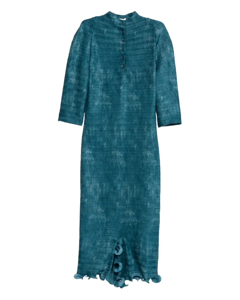 Fendi Geknöpftes Midikleid mit Rüschen - Blau Blau
