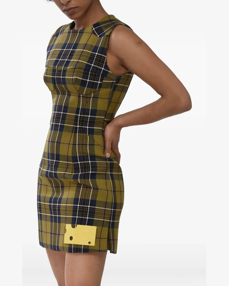 OFF-WHITE tartan-print mini dress - Grün Grün